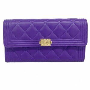 Chanel Wallet Lambskin Purple Champagne Gold